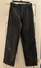 Zara Signature Denim Sequin Pants Black Straight Leg Relaxed Fit US 2 EUR 34 NWT