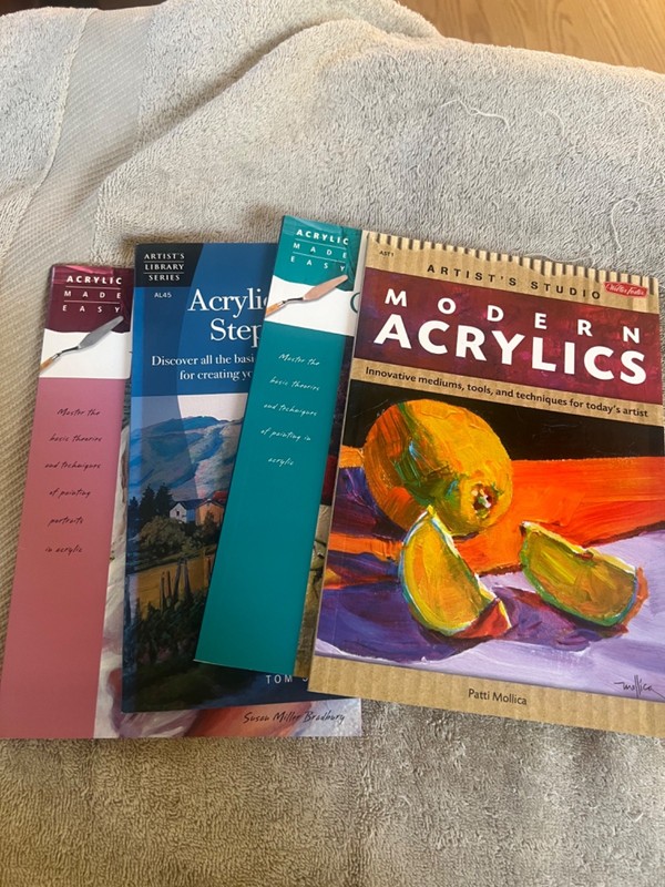 used lot of 4 Acrylics made easy art books