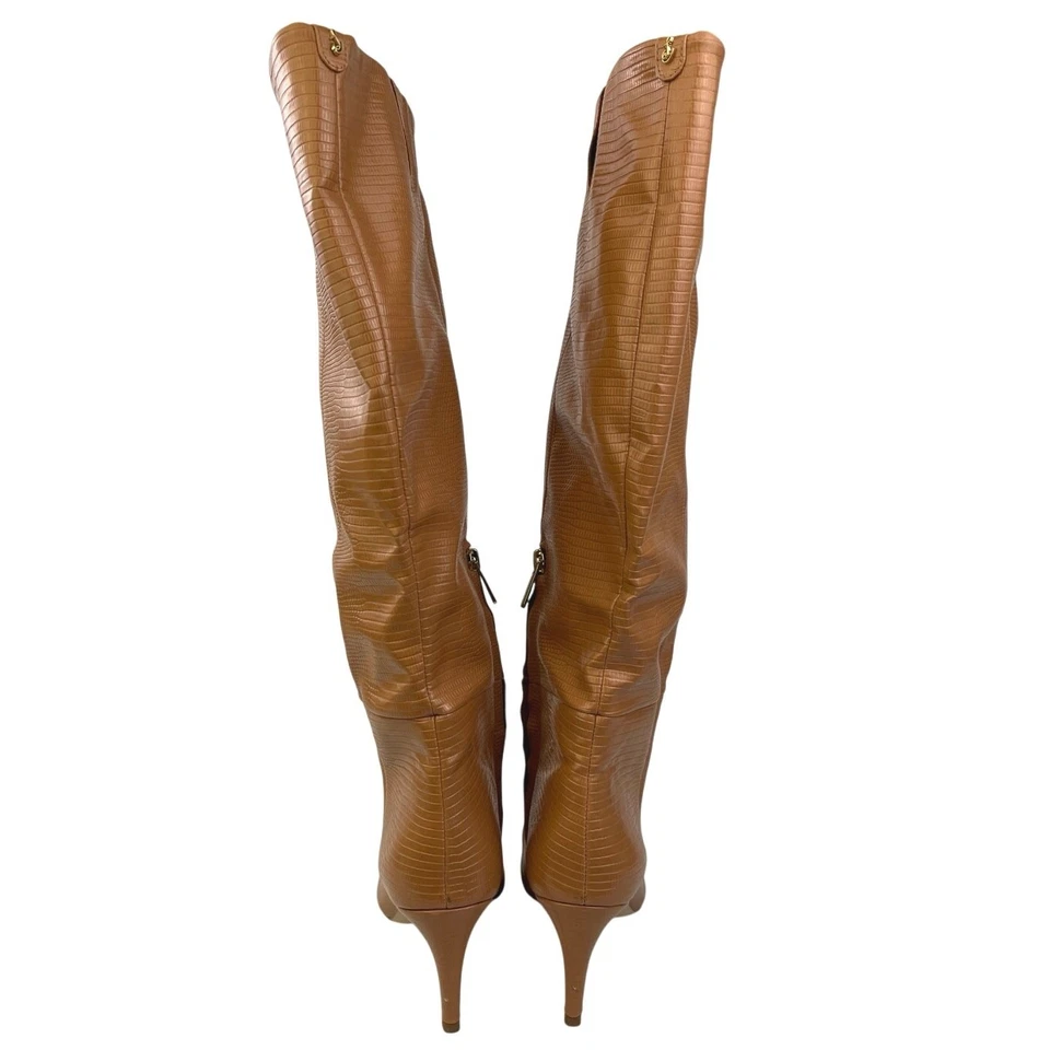 Sam Edelman Uma Marrón Cuero Reptil Punta Hasta la Rodilla Moda Botas Talla 8 Foto 4 de 4