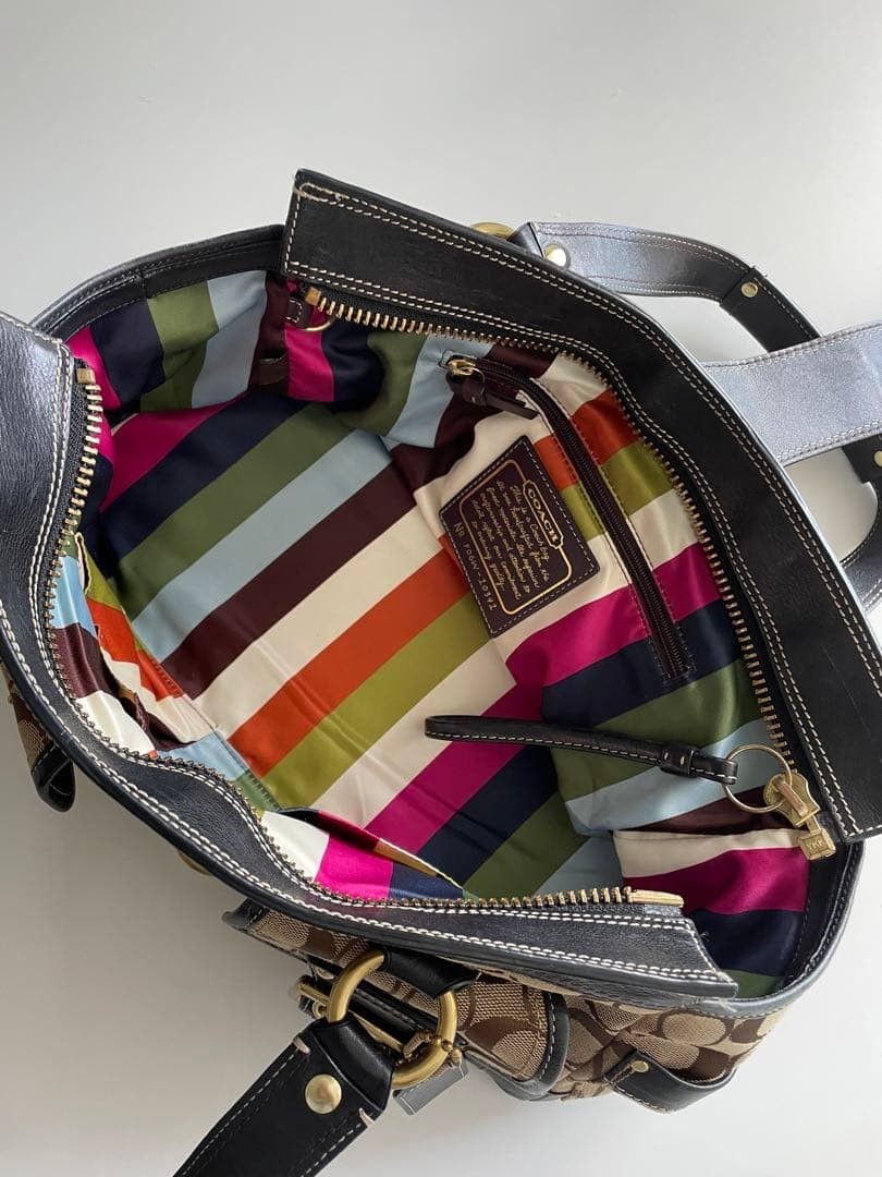 Coach 65th Anniversary Legacy Satchel Handbag Black Leather Pocket