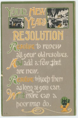 Your New Years Resolution Resolve to Renew Old Resolves Antique Postcard