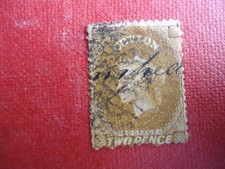 timbre Ceylan postage two pence-dentelé moutarde-oblitéré