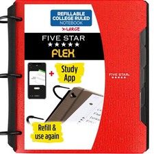 Flex Refillable Notebook Study App, College Ruled Paper and 1-1/2 Inch Tech...