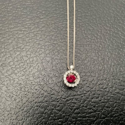 Ruby Red Pendent With a 9  9.25 Sterling Silver Chain