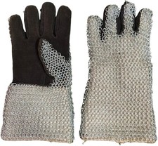 Medieval Chainmail Gloves  Leather Palm  Mild Steelmail Gauntlets Mittens