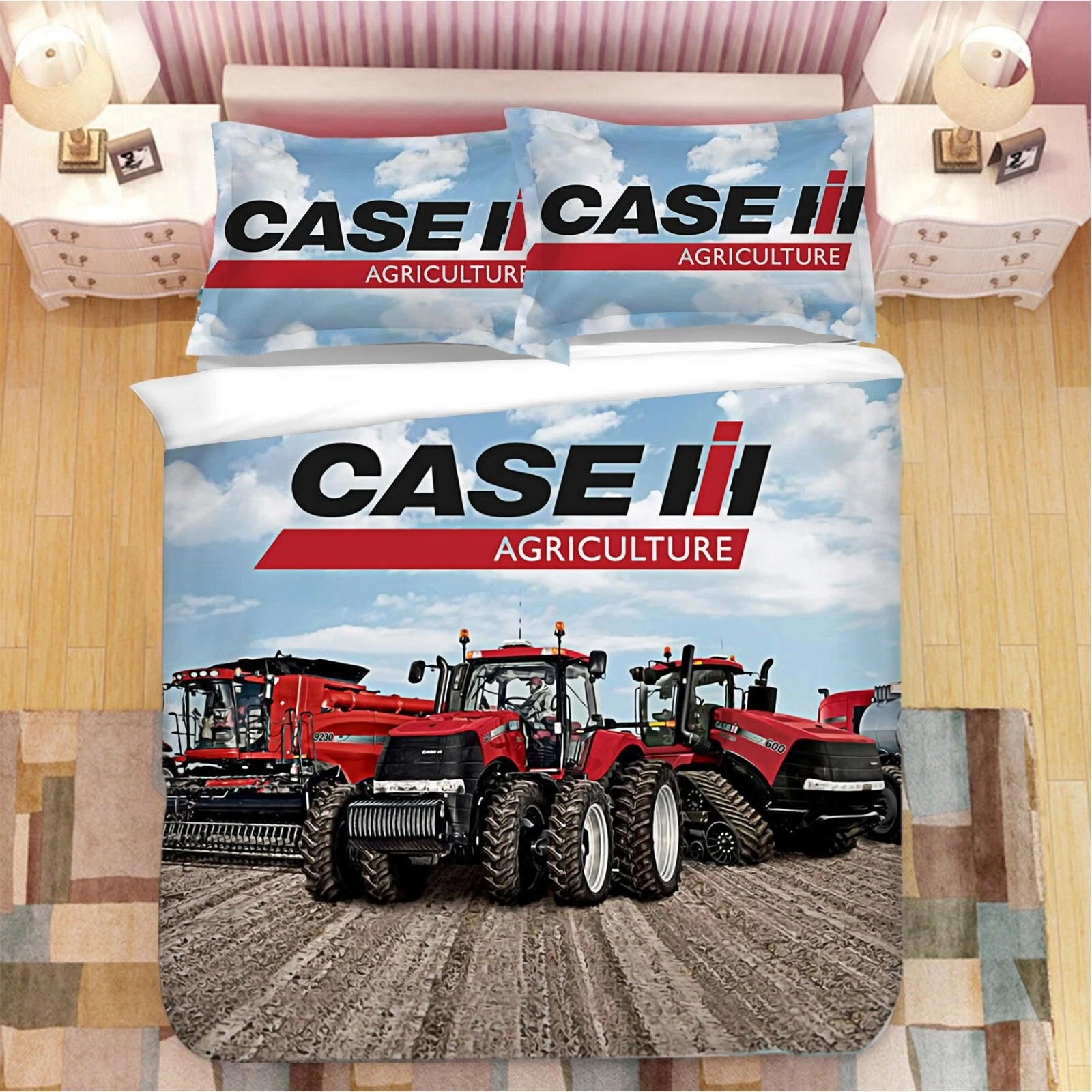 3D Tractor Quilt Cover Set with Pillowcases Bedding Set