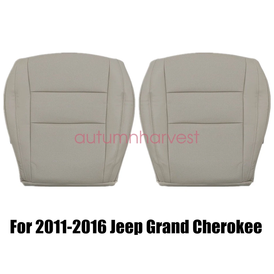 For 2011-2016 Jeep Grand Cherokee Front Bottom Perforated Leather Seat Cover Tan - Image 2 of 4