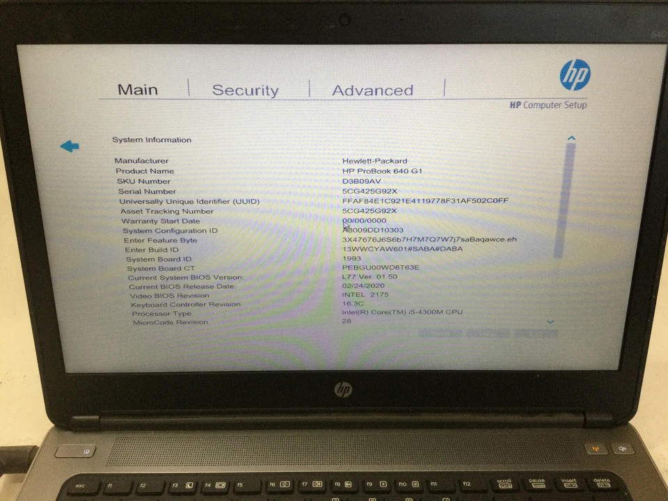 HP PROBOOK 640 G1 - BOOTS TO BIOS - INTEL I5 4300M - 4GB RAM - READ DESCRIP - BB - Image 2 of 4