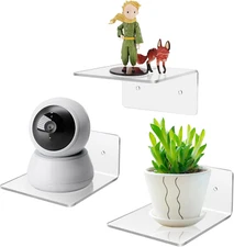 3 Pack Small Floating Shelves for Wall, 4'' Small Adhesive Wall Shelves,Acrylic 