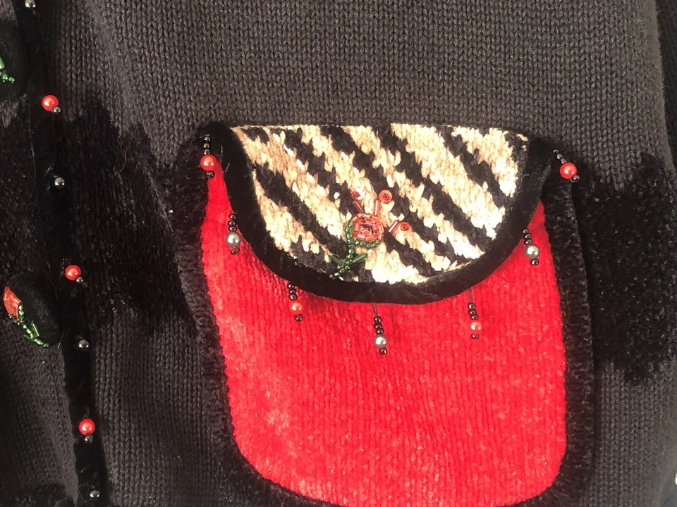 Cardigã suéter vintage Jack B bordado com miçangas rápidas chenille arte para usar GG - Imagem 4 de 4