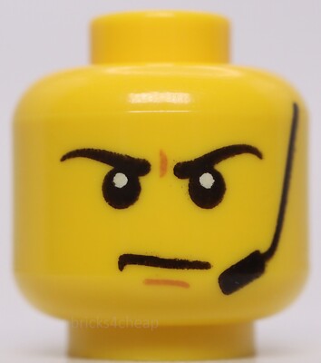 HEADLOCKSTUDIO キヨシ イエロー ソフビ Lego Yellow Minifig Head Angry Eyebrows Scowl Headset | eBay