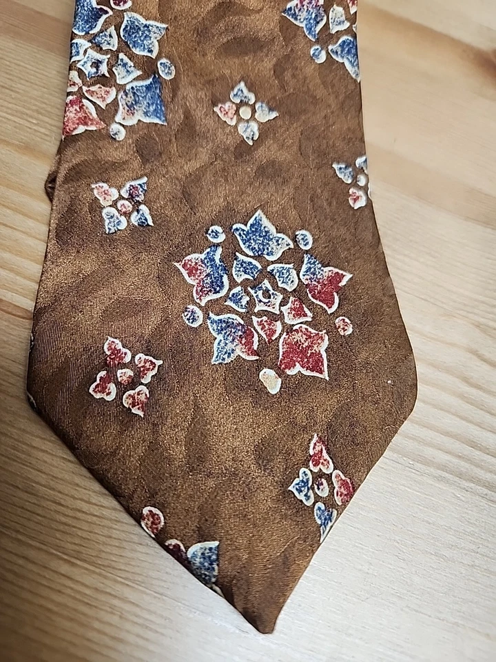 Corbata Liberty of London Para Hombre Marrón Estampado Floral Archivo 100% Seda EE. UU. 3,5x57 Foto 2 de 4