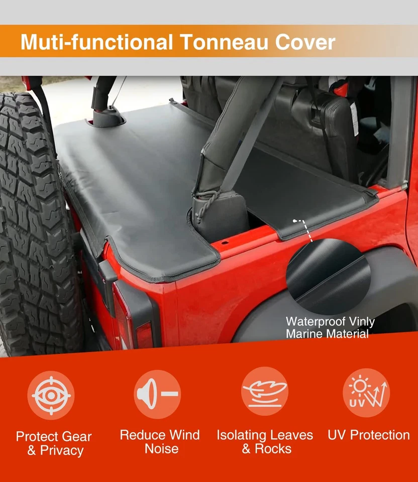 Capa de carga Tonneau Cover Shield para 2007-2018 Jeep Wrangler JK Unlimited 4 portas - Imagem 2 de 4