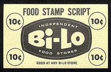 Bi-Lo Food Stores 10c "Food Stamp Script" Coupon c1965-75 VGC