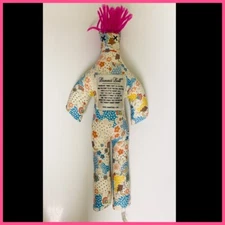 Original Vintage Dammit Doll Stress Relief Slam It Doll Floral Print Pink 12"H