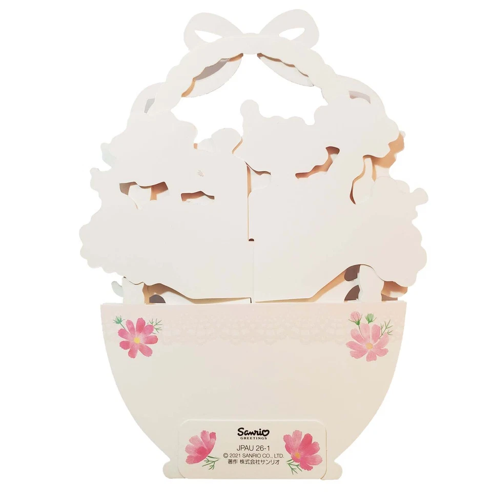 Tarjeta de felicitación emergente de Hello Kitty - Diseño de canasta de flores de alegría para cualquier ocasión Foto 4 de 4