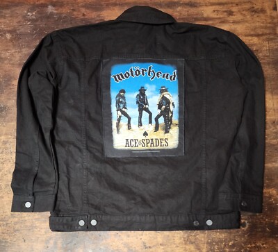 Motorhead Ace of Spades Bastards Black Denim Jean Battle Jacket Men s Size M