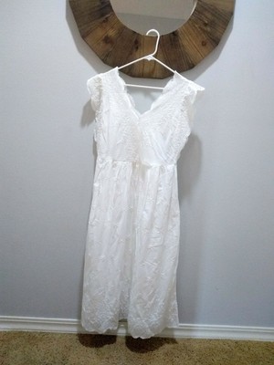 white eyelet dress midi