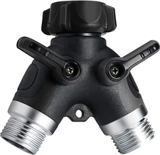 Heavy Duty 2-Way Hose Splitter Zinc Y Valve Adapter Outdoor Faucet Connector