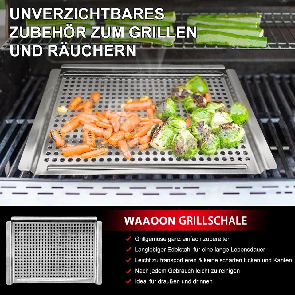 Grillkorb, Grillschale mit gelochtem Boden zum Grillen von Gemüse und Fleisch... - Bild 4 von 4