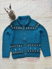 Vintage 60  s Patterned Cowichan Sweater Talon Zip Fits Mens Medium