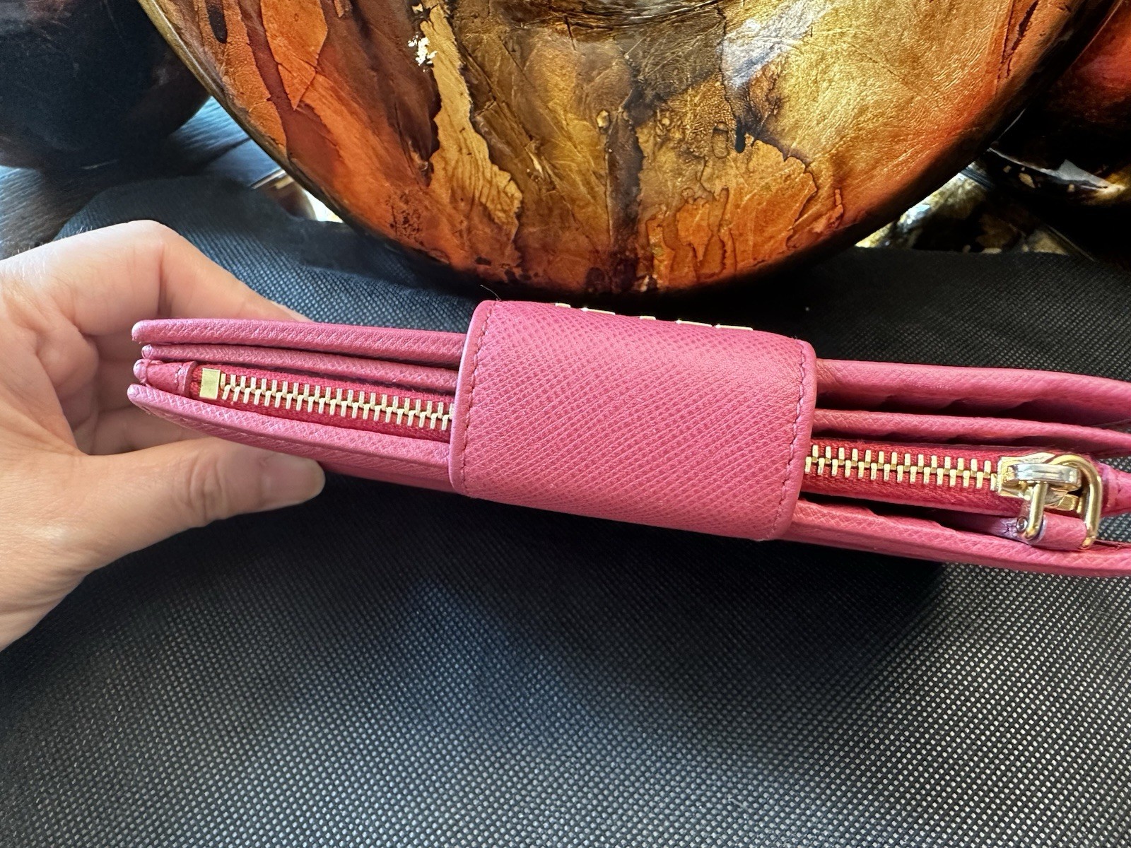 Prada Pink Folding Wallet Solid Pattern Card Slot… - image 3