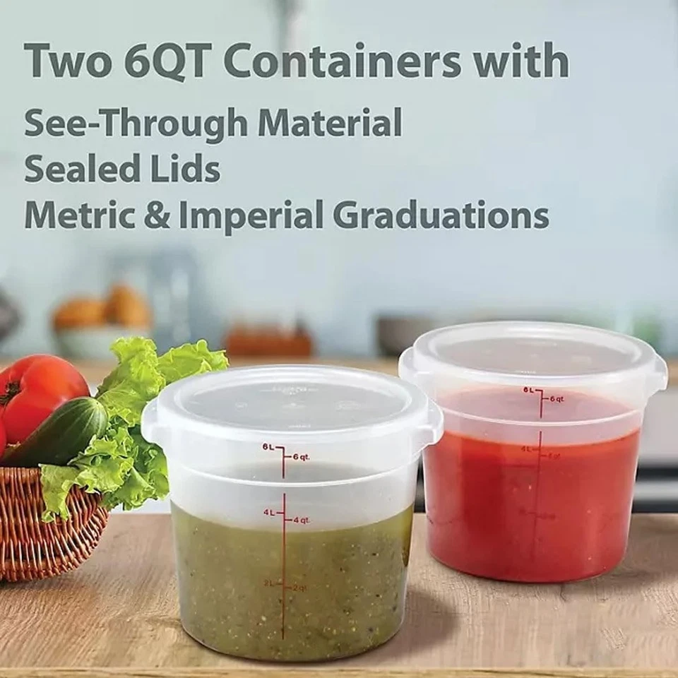 Cambro 6-Quart Round Food Storage Container with Lid - BPA-Free | 2PACK /Scraper - Image 4 of 4