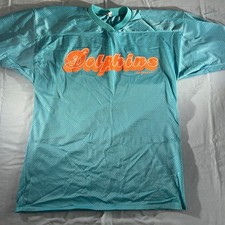1992 NFL MIAMI DOLPHINS MAJESTIC ORANGE SCRIPT TEAL MESH VTG RARE NYLON JERSEY