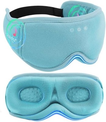 TOPOINT Bambus Baumwolle Bluetooth Schlafmaske 1 Stück (1er Pack), Seeblau 