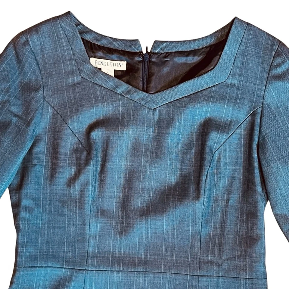 Платье-футляр женское Pendleton размер 4 винтажное серое шерстяное миди рукав четверть доллара сделано в США - Изображение 3 из 4