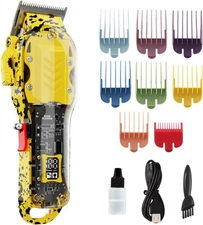 Hair Clippers for Men, Cordless Barber kit Cutting & Yellow 