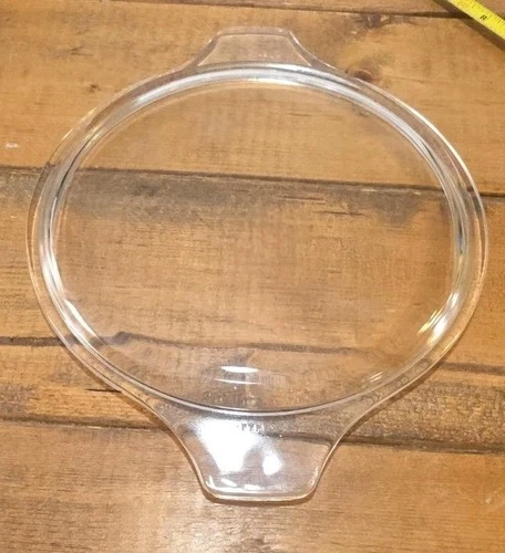 VTG Pyrex 475-C 8¼" Lip-Lip Clear Glass Flat Tab Handle Replacement Lid NO CHIPS