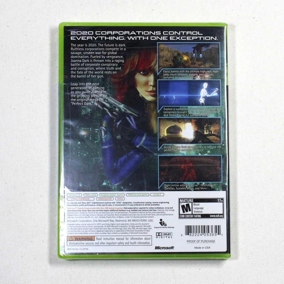 Perfect Dark Zero (Xbox 360, 2005) 1st Print Edition, Mint & Factory Sealed - Image 2 of 4