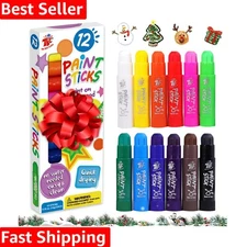 Vibrant 12-Color Washable Tempera Paint Sticks for Kids & Students