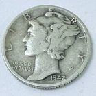 1942 D LIBERTY MERCURY 90% SILVER DIME CIRCULATED COIN #5355