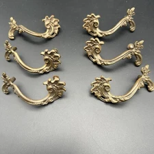 Vintage French Provincial Brass Drawer Pull Handles. Brass By KBC - Lot Of 6