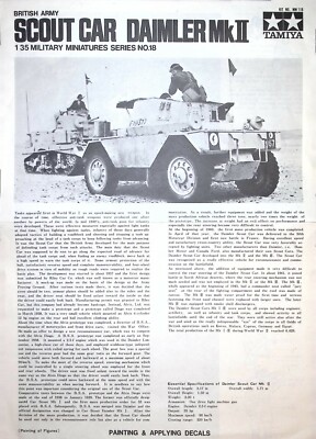 Scout Car Daimler MkII Scale Model Car Automobile Directions Tamiya