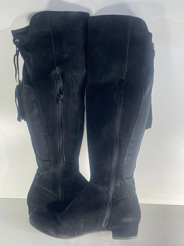 Damen Frauen Stiefel Größe 6/39 gebraucht schwarz Wildleder Leder seitlicher Reißverschluss kniehoch -B69 - Bild 5 von 10