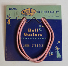 Vintage 1940's DeLuxe Roll Garters Pink Medium New Old Stock
