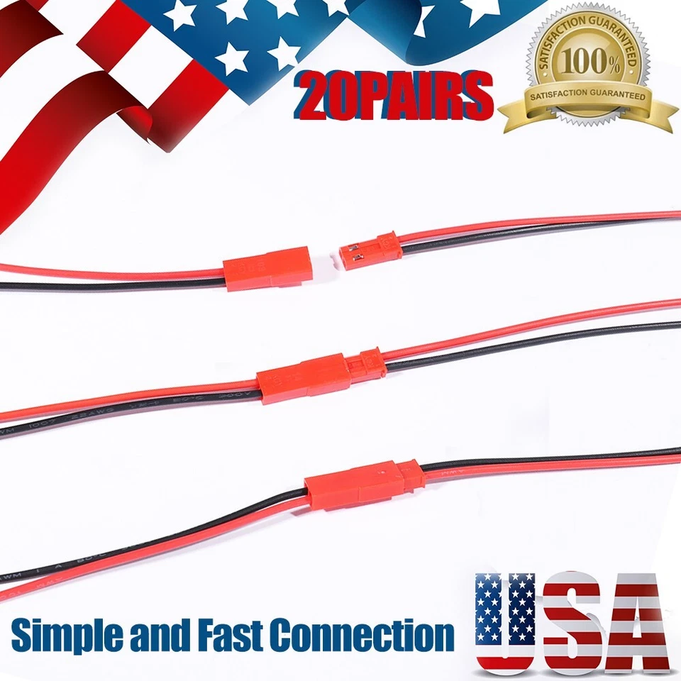 20 pairs 150mm For JST Plug Connector Cable Wire Male & Female RC Lipo Battery - Image 3 of 4