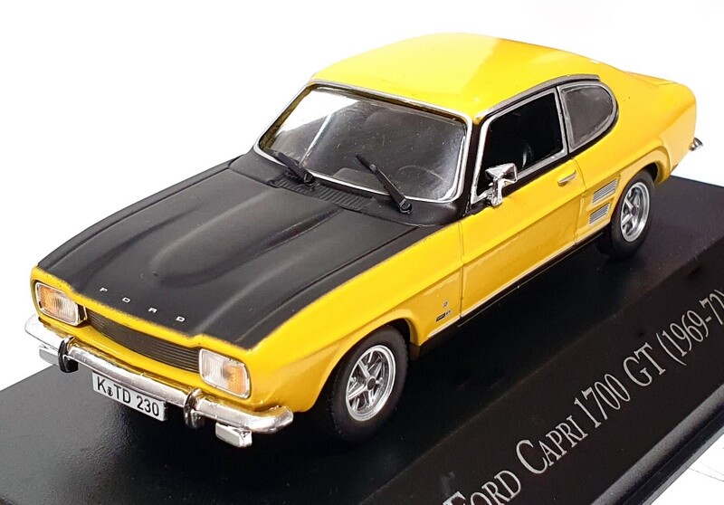 1969-72 Ford Capri 1700 GT 1/43 Scale Diecast Model - Yellow & Black by Altaya