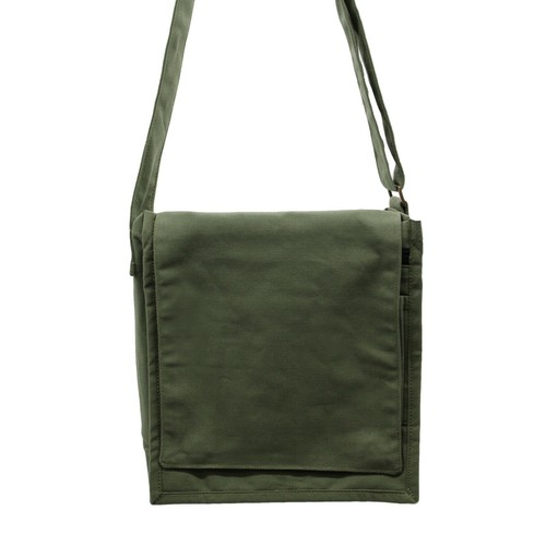 Cotton Canvas Shoulder Messenger Bag - Lightweight Fabric Student Satchel Bags - Picture 8 of 17