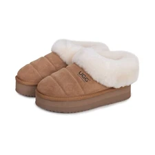 UGG Slippers Womens Australian Double Face Sheepskin Wool Ankle Platform Nonslip