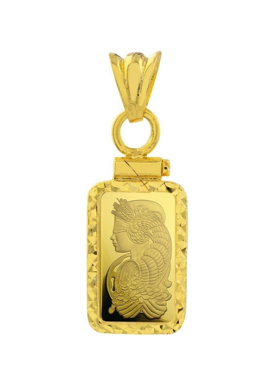 Pamp Suisse Fortuna Gram Bar Pendant with 14K Gold Screw Top