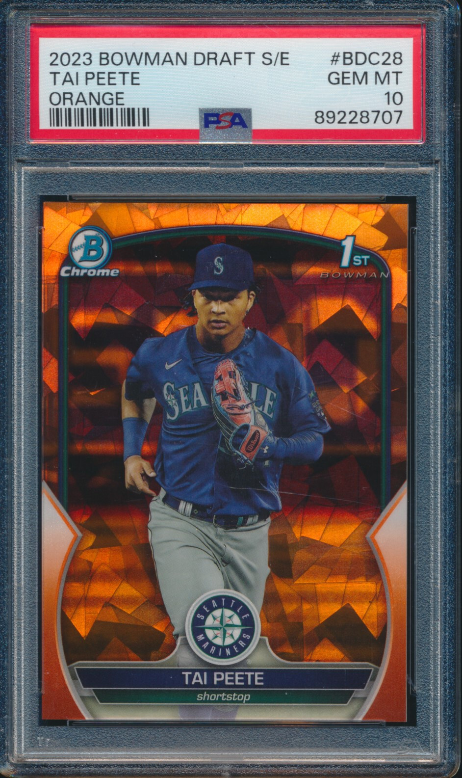 PSA 10 TAI PEETE 1st 2023 Bowman Chrome SAPPHIRE ORANGE REFRACTOR/25 RC GEM MINT