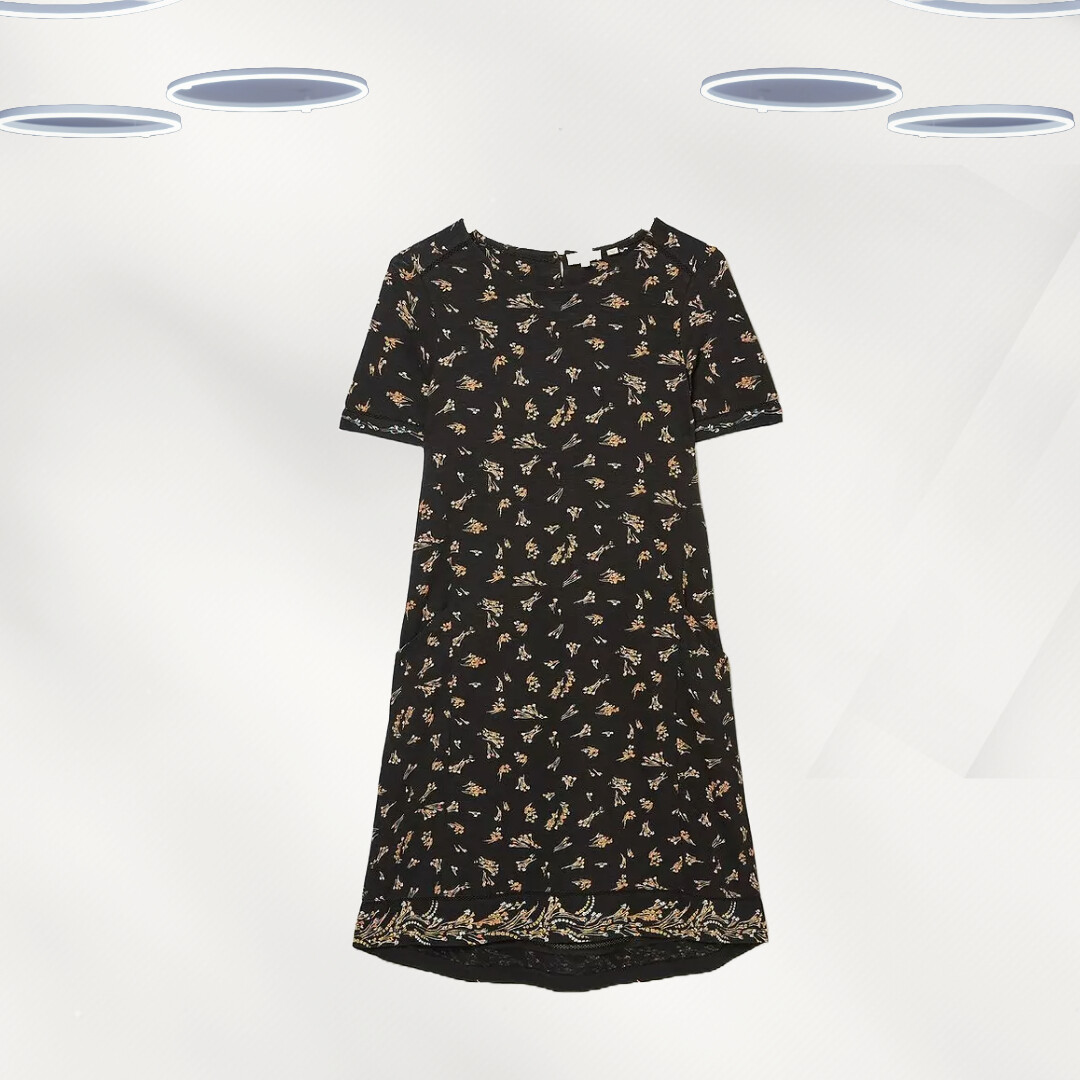 Ex Fat Face Women's Short Sleeve Simone Garden Jersey Dress in Black  (Defect)