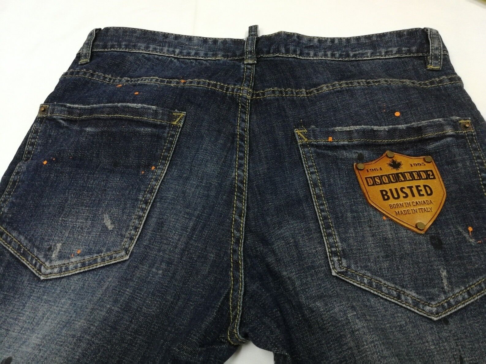 DSQUARED2 BUSTED 1995 Denim Blue Slim Jeans Raw Pants Punk Size S W31  Buttonfly