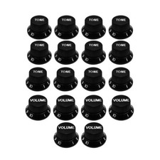 FLEOR Plastic 12T6V Top Hat Volume Tone Control Knobs Caps Buttons Black