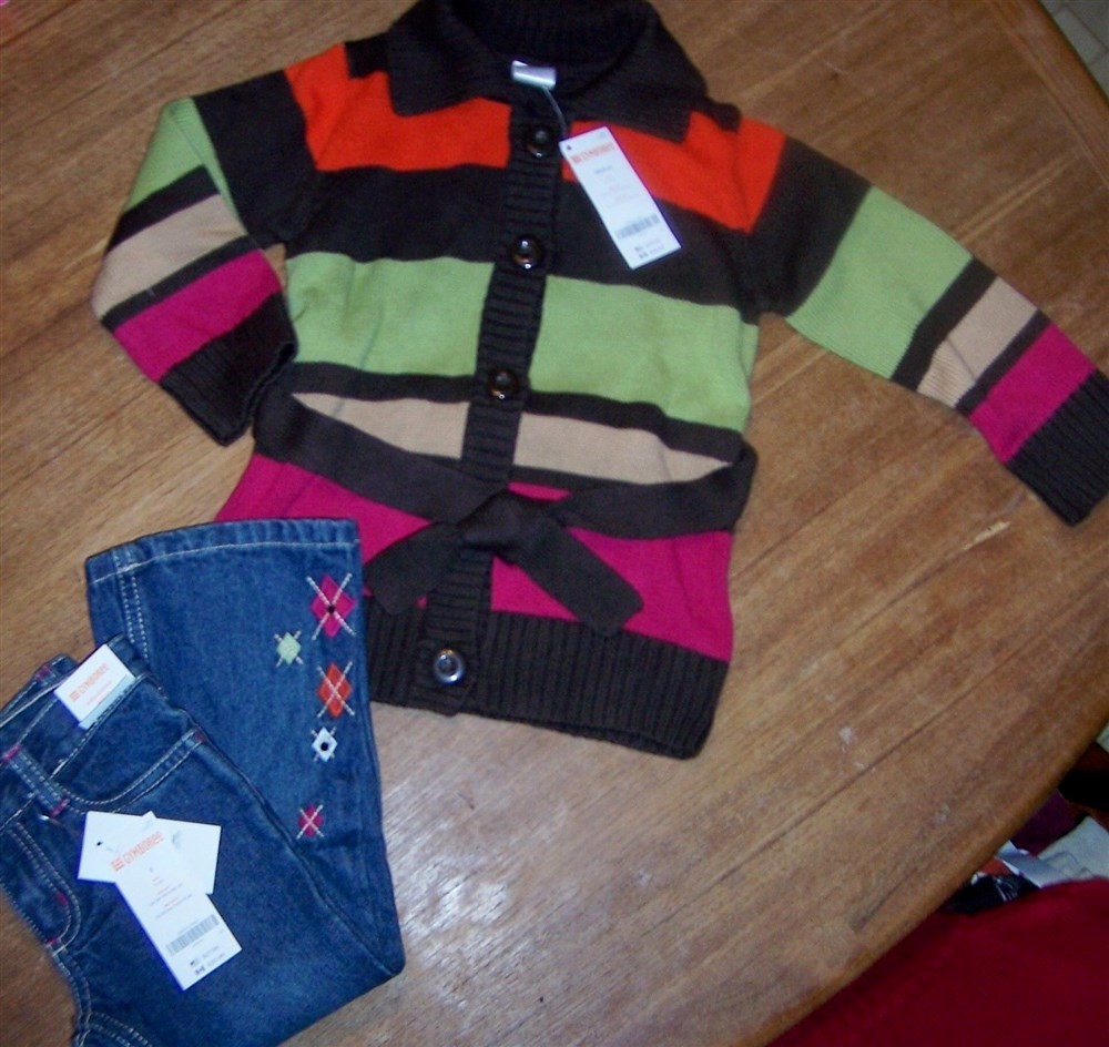 Cardigan Jeans Set Gymboree Denim Cotton School Fall Winter Girl size 3 New-image
