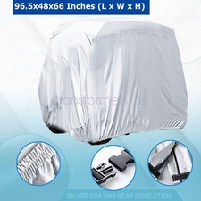 For EZGO Club Car Yamaha Silvery Waterproof Dustproof Golf Cart Cover Zipper